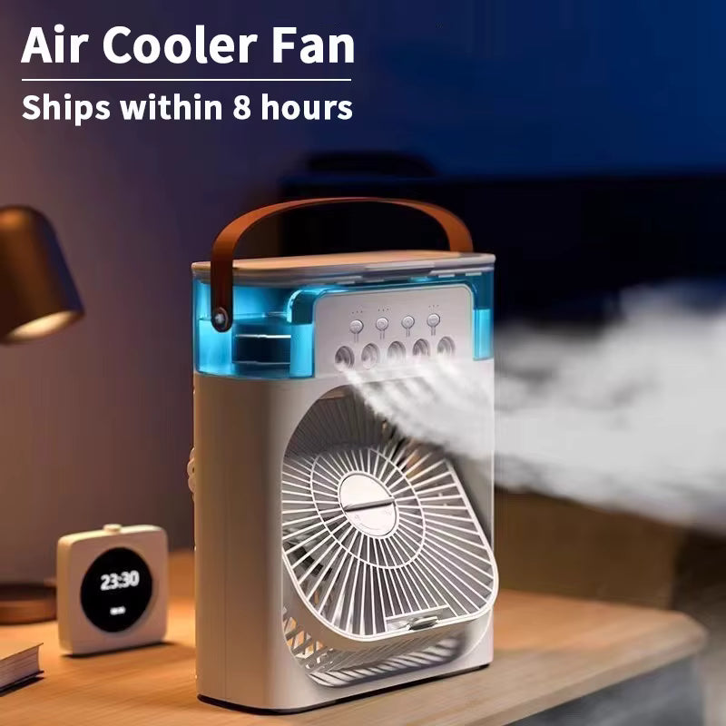 .Profitez d’une Fraîcheur Instantanée avec le Ventilateur 3-en-1 : Rafraîchisseur d’Air, Humidificateur et Veilleuse LED