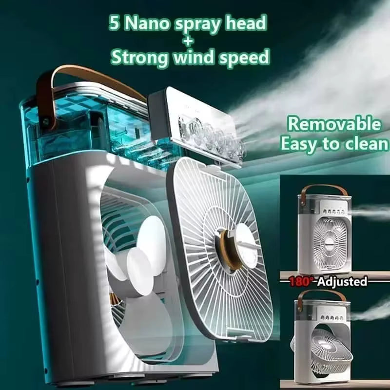 .Profitez d’une Fraîcheur Instantanée avec le Ventilateur 3-en-1 : Rafraîchisseur d’Air, Humidificateur et Veilleuse LED